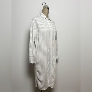 VINCE Striped White Shirt Dress